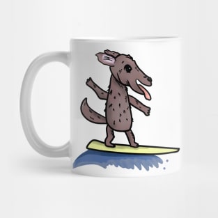 Dog on surfboard Mug